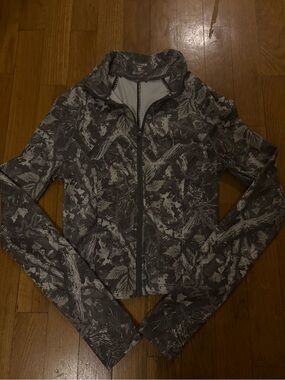 Women’s Printed Zip-Front Jacket - Gray Floral